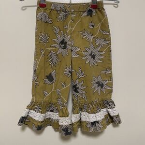 Mustard Pie Girls Ruffle Pants Size 12 Months Boho Lace Trim Fall Colors Palazzo